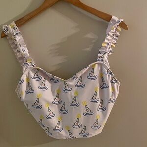 Kortni Jeane Alligator Print Ruffle Strap Swim Top